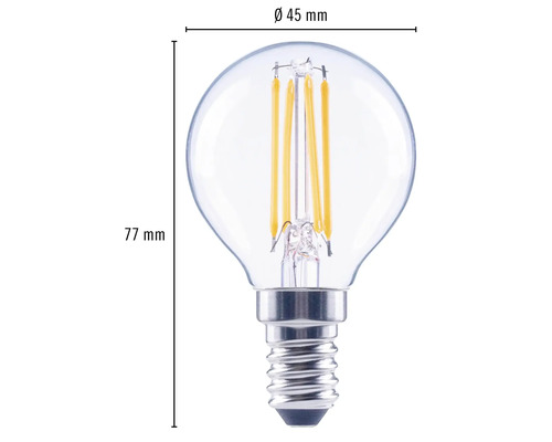 Ampoule LED E14, 45 mm de diamètre et 77 mm de long