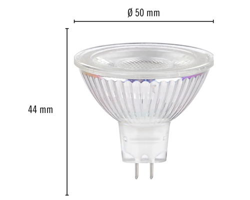 MR16 Leuchtmittel mit einem Durchmesser von 50 mm und einer Höhe von 44 mm