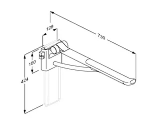 Technische Zeichnung eines Haltegriffs mit Maßangaben