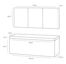 Badmöbel-Set Differnz Somero BxHxT 120 x 170 x 38 cm Frontfarbe weiß hochglanz mit Waschtisch Mineralguss weiß