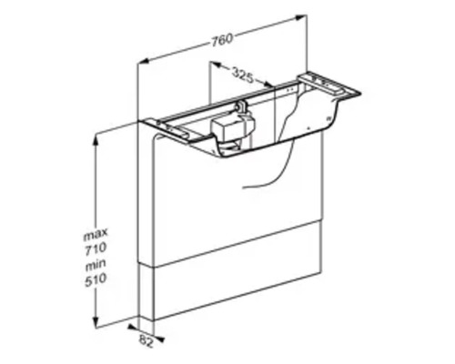 Technische Zeichnung eines Waschtischunterschranks mit Maßangaben.