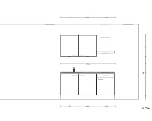 Küchenplan mit Maßen in Millimeter