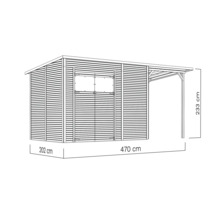 Abri de jardin Bertilo Fineline profilé en forme de losange Modern 4 Plus avec toit en appentis 501 x 231 cm naturel