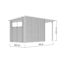 Abri de jardin Bertilo Fineline profilé en forme de losange Modern 4 Plus avec toit en appentis 501 x 231 cm naturel