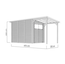 Abri de jardin Bertilo Fineline profilé en forme de losange Modern 4 Plus avec toit en appentis 501 x 231 cm naturel
