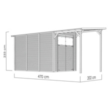 Abri de jardin Bertilo Fineline profilé en forme de losange Modern 4 Plus avec toit en appentis 501 x 231 cm naturel