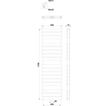 Radiateur design Rotheigner STRIPE 1780 x 500 mm blanc raccordement en bas au centre
