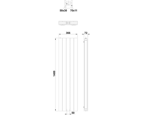 Dessin technique d''un radiateur avec dimensions