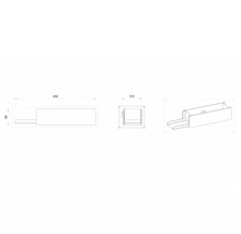 Technische Zeichnung eines Schubladenelements mit den Maßen 450 x 110 x 90 mm.