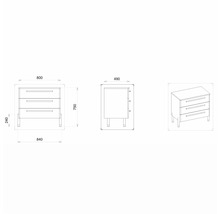 Waschtischunterschrank mit 3 Schubladen Devo Sonet BxHxT 84x75x49 cm structure dakar/Eiche/grey