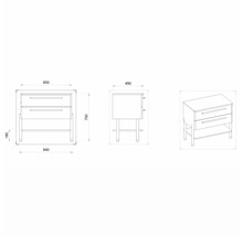 Waschtischunterschrank mit 2 Schubladen Devo Sonet BxHxT 84x75x49 cm structure white/Eiche/grey