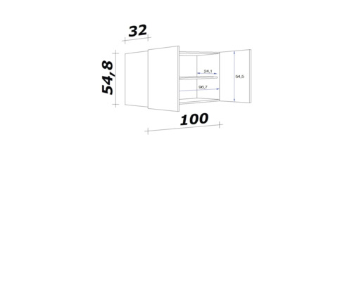 Dessin technique d''une armoire murale avec dimensions