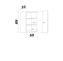Schéma technique d''un élément haut avec dimensions