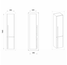 Hängehochschrank mit 2 Türen Devo Sonet rechts BxHxT 35x164x32 cm structure graphit/Eiche
