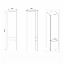Armoire haute suspendue avec 1 porte et tiroir Devo Vena 2.0 droite lxhxp 35x150x33 cm structure stone grey poignée noire
