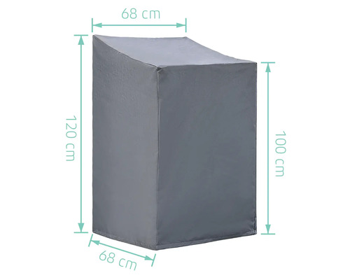 Housse de protection avec des dimensions de 68 x 68 x 120 cm et 100 cm de hauteur.