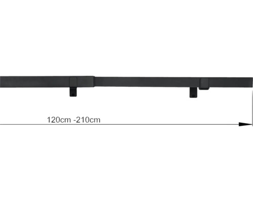 Tringle de rideau de douche extensible de 120 centimètres à 210 centimètres.