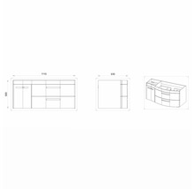 Dessin d''un meuble sous-lavabo avec indications de dimensions