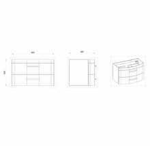 Waschtischunterschrank Devo Vena 2.0 BxHxT 80x50x38 cm arctic white hochglanz Griff schwarz