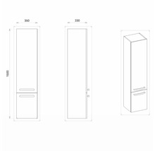 Hängehochschrank mit 2 Türen Devo Vena 2.0 links BxHxT 35x150x33 cm kitami mountain Griff schwarz