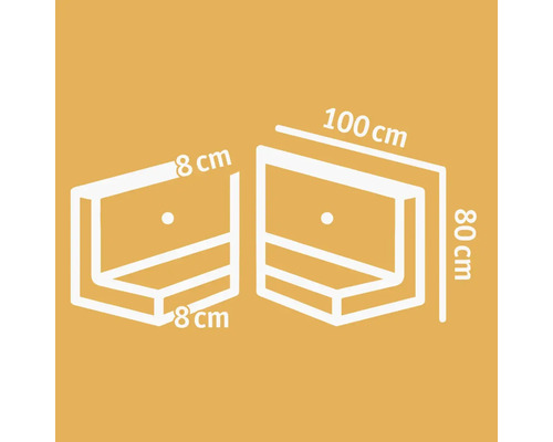 Illustration de deux étagères murales avec dimensions