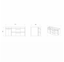 Waschtischunterschrank Devo Vena 2.0 rechts BxHxT 110x50x42 cm arctic white hochglanz Griff schwarz