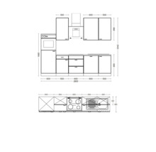 Cuisine complète Flex Well avec appareils Cara 280 cm vert chêne mat démontée variante réversible 00012744