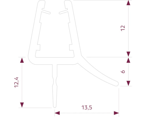 Technische Zeichnung eines Dichtprofils mit Maßangaben