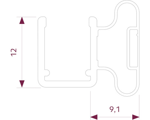 Technische Zeichnung eines Profils mit Maßangaben