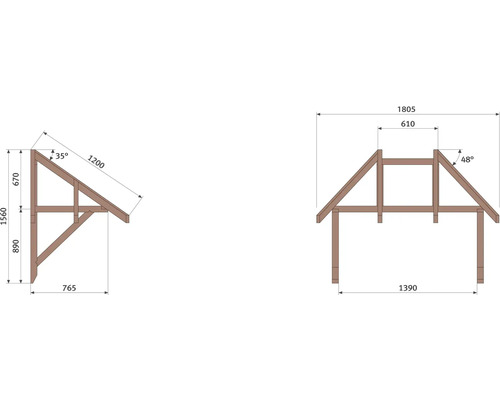 Dessin technique d''une construction en bois avec dimensions