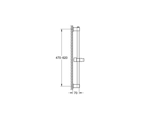 Schéma technique d''une barre de douche avec indication des dimensions.