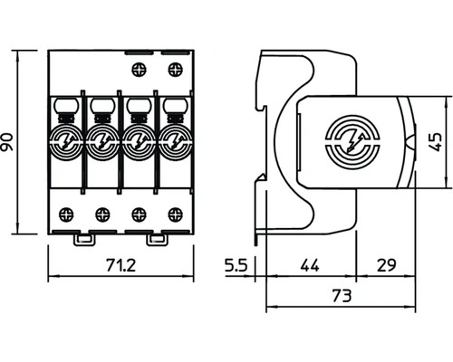 Dessin technique d''un parafoudre avec dimensions