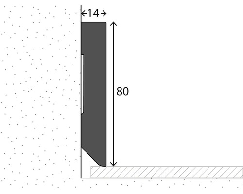 Illustration d''une plinthe de dimensions 80 sur 14 millimètres.