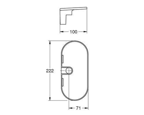 Technische Zeichnung eines Seifenspenders mit Maßangaben