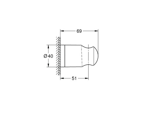 Dessin technique d''un crochet mural avec dimensions