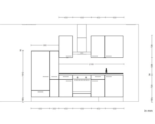 Schéma d''une kitchenette avec dimensions