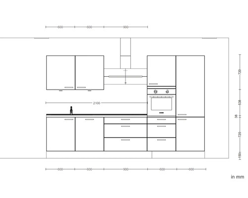 Schéma d''une kitchenette avec dimensions