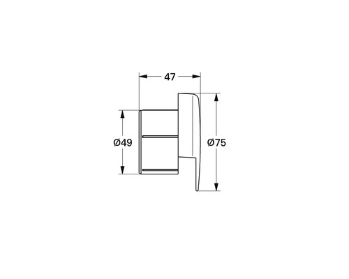 Dessin technique d''un raccord de tuyau avec les dimensions 47, 49 et 75 millimètres.