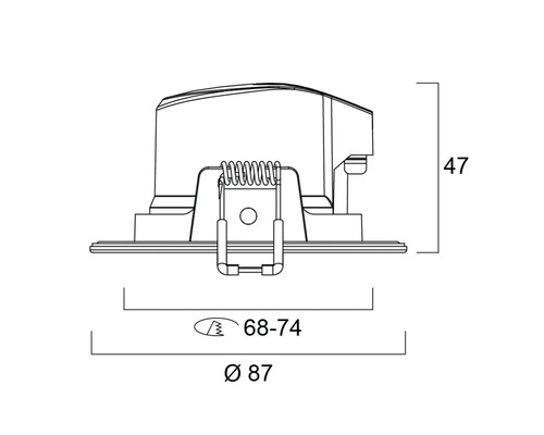 Schéma technique d''un spot encastrable avec dimensions