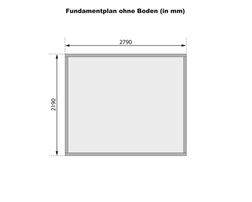 Plan de fondation sans sol avec dimensions en millimètres