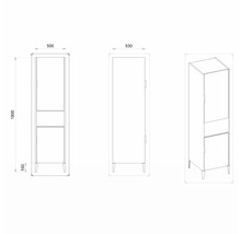 Hochschrank mit 2 Türen Devo Lotos 50x190x53 cm Anschlag rechts bronze expressive oak