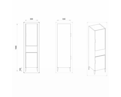 Dessin technique d''une armoire haute avec indications de dimensions