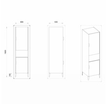 Hochschrank mit 2 Türen Devo Lotos 60x190x53 cm Anschlag rechts perfect touch stahlgrau