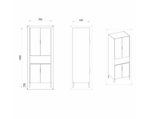 Dessin technique d''une armoire avec dimensions