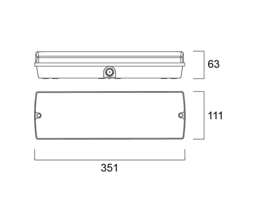 Schéma technique d''un luminaire pour pièces humides avec indications de dimensions