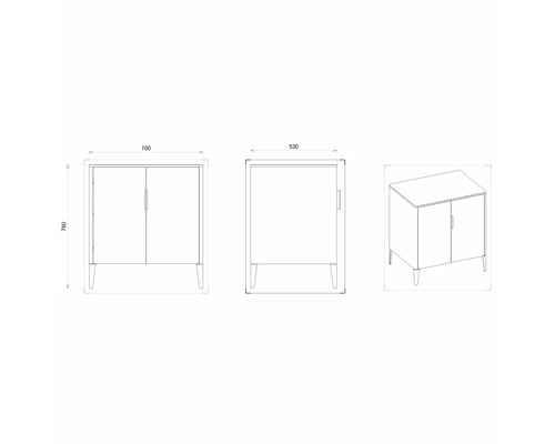 Dessin technique d''un meuble de salle de bain avec dimensions