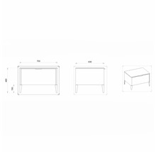 Dessin technique d''un coffre de rangement avec dimensions