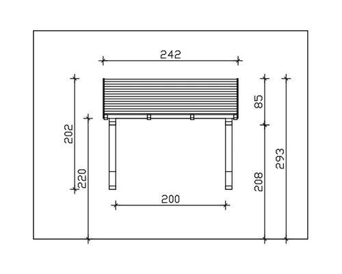 Dessin technique d''une construction de potager surélevé avec dimensions
