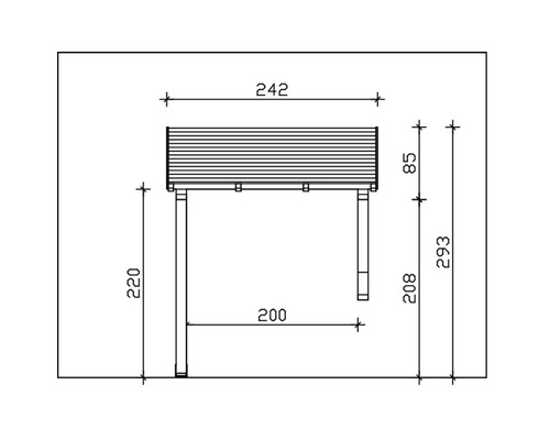 Dessin technique d''un banc de jardin avec dimensions