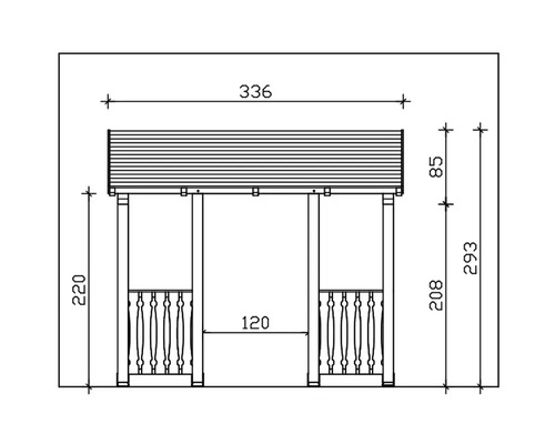 Dessin technique d''un pavillon avec dimensions